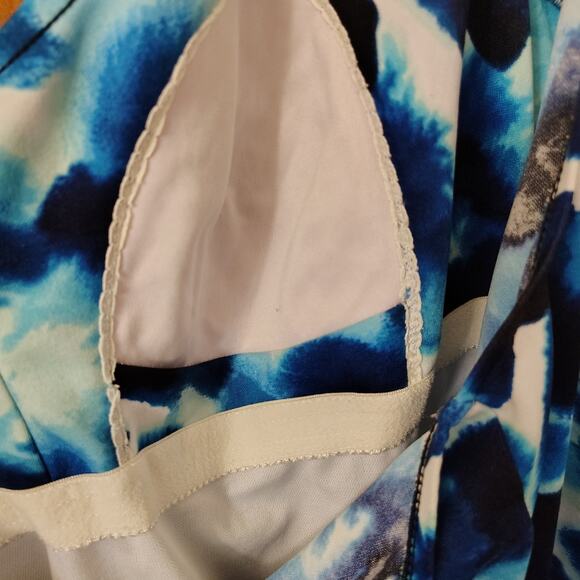 Maxine Of Hollywood Swimming Suit 1 Piece Woman's Plus Size 3x 22 24 Blue Tiedye - Picture 5 of 7